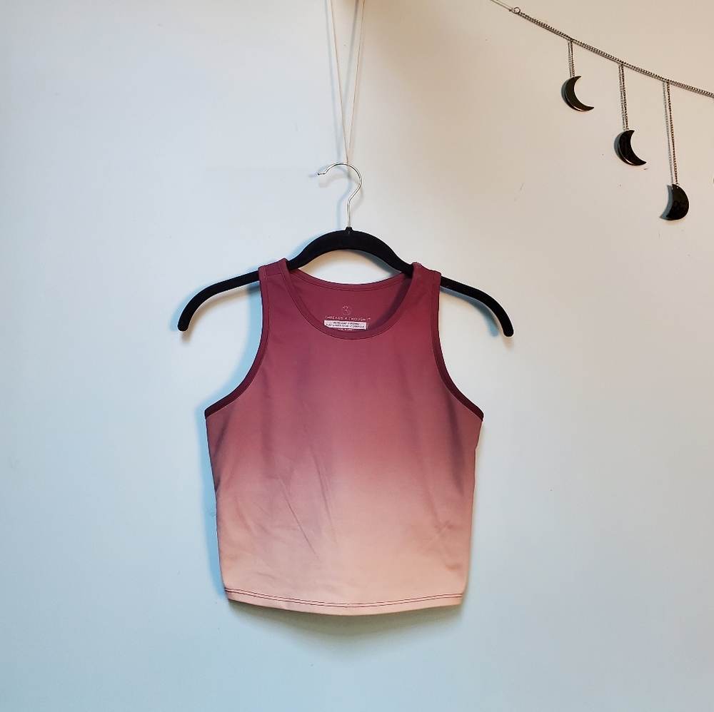Threads 4 Thought burgundy & peach 🍑 recycled fabric yoga crop w/ bra sz Small